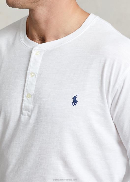 camiseta con cuello henley de punto flameado hombres blanco Ralph Lauren 2XR2V1333