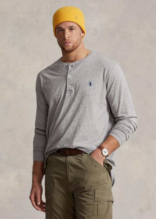 camiseta con cuello henley de punto flameado hombres brezo vintage oscuro Ralph Lauren 2XR2V1334