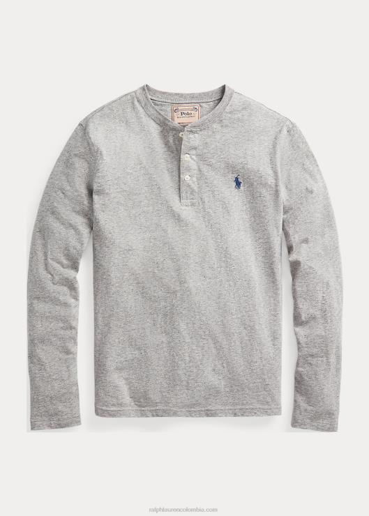 camiseta con cuello henley de punto flameado hombres brezo vintage oscuro Ralph Lauren 2XR2V1334