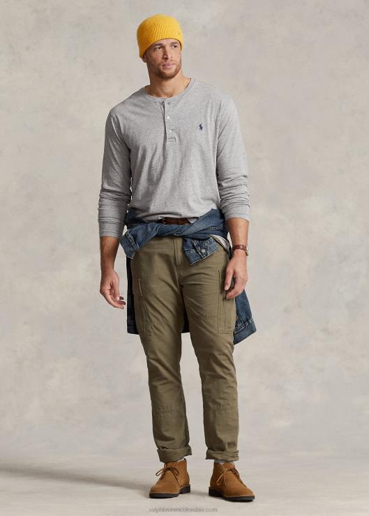 camiseta con cuello henley de punto flameado hombres brezo vintage oscuro Ralph Lauren 2XR2V1334