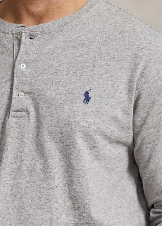 camiseta con cuello henley de punto flameado hombres brezo vintage oscuro Ralph Lauren 2XR2V1334