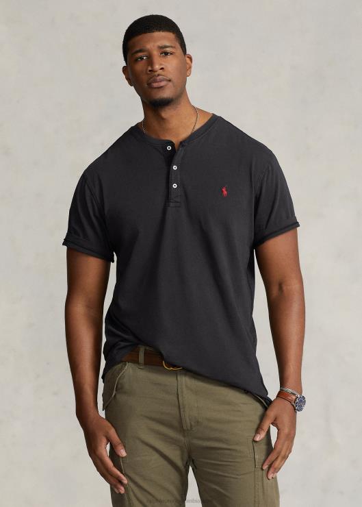 camiseta con cuello henley de punto flameado hombres negro Ralph Lauren 2XR2V1352