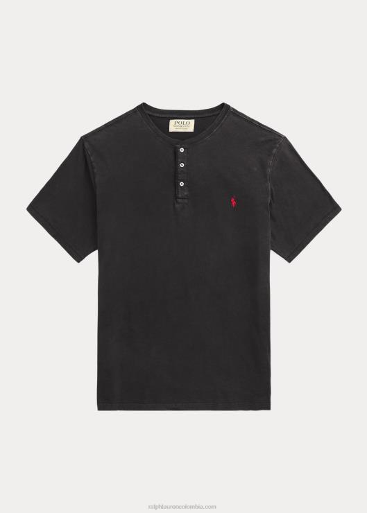 camiseta con cuello henley de punto flameado hombres negro Ralph Lauren 2XR2V1352