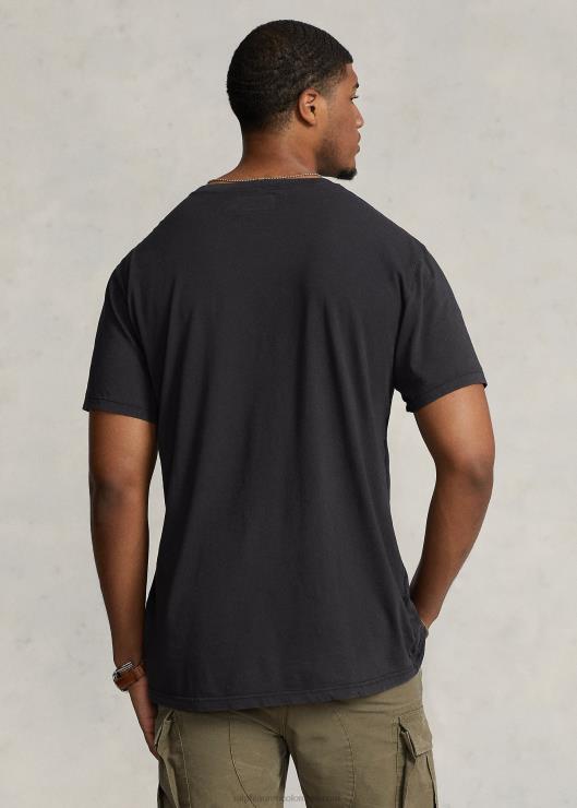 camiseta con cuello henley de punto flameado hombres negro Ralph Lauren 2XR2V1352