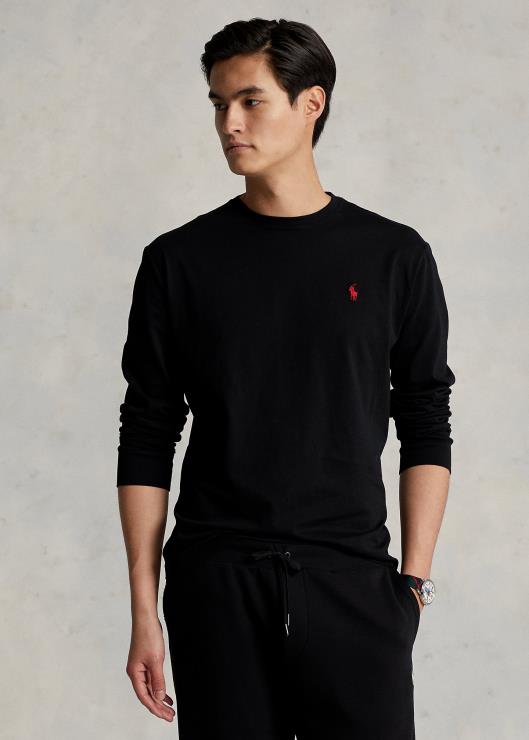 camiseta de manga larga de jersey-todos los ajustes hombres negro Ralph Lauren 2XR2V183
