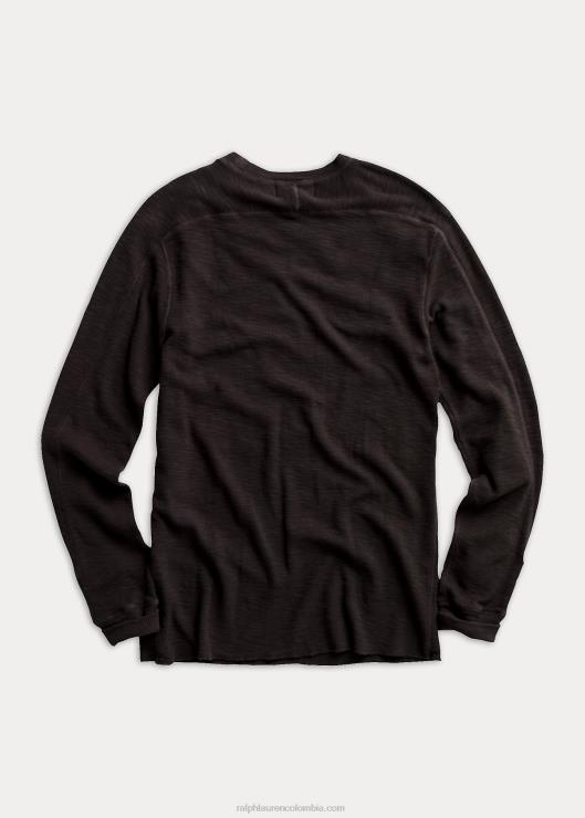 cuello redondo texturizado hombres lienzo negro desteñido Ralph Lauren 2XR2V1693