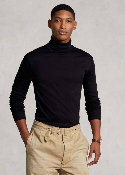 jersey de cuello alto de algodón suave hombres negro Ralph Lauren 2XR2V559