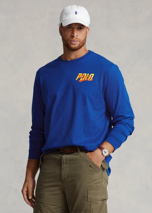 playera de manga larga con logo apilado hombres estrella de zafiro Ralph Lauren 2XR2V1397