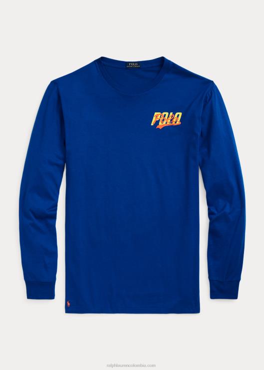 playera de manga larga con logo apilado hombres estrella de zafiro Ralph Lauren 2XR2V1397