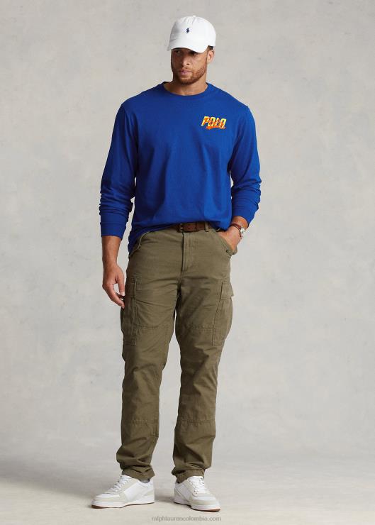 playera de manga larga con logo apilado hombres estrella de zafiro Ralph Lauren 2XR2V1397
