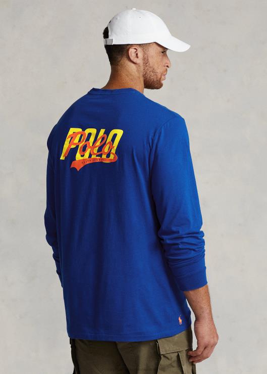 playera de manga larga con logo apilado hombres estrella de zafiro Ralph Lauren 2XR2V1397