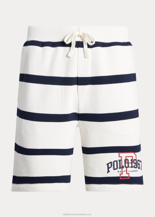 Pantalón corto de vellón a rayas con logo de 8.5 pulgadas hombres nevis/marina de crucero Ralph Lauren 2XR2V917