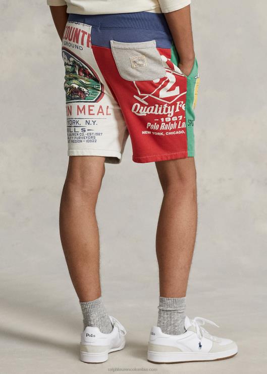 Pantalón corto gráfico de tejido polar de patchwork de 7,5 pulgadas hombres brooklyn brezo multi Ralph Lauren 2XR2V715