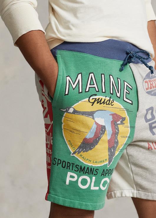 Pantalón corto gráfico de tejido polar de patchwork de 7,5 pulgadas hombres brooklyn brezo multi Ralph Lauren 2XR2V715