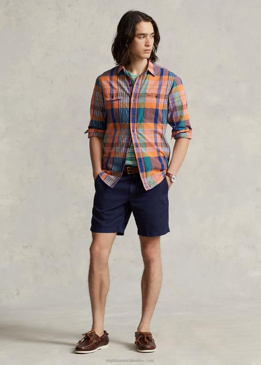 Short de lino y algodón de corte recto de 8 pulgadas hombres Marina de Newport Ralph Lauren 2XR2V8644