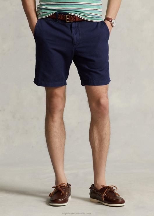 Short de lino y algodón de corte recto de 8 pulgadas hombres Marina de Newport Ralph Lauren 2XR2V8644