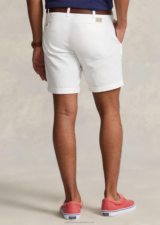 Short de lino y algodón de corte recto de 8 pulgadas hombres blanco Ralph Lauren 2XR2V558