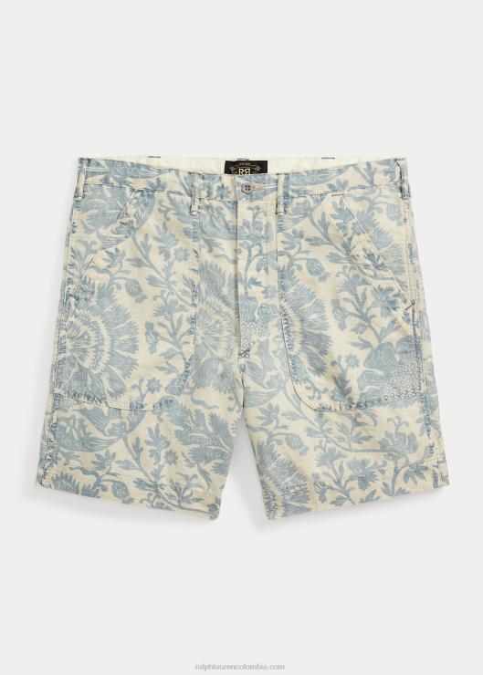 short chino floral de lino y algodón hombres azul desteñido Ralph Lauren 2XR2V8684