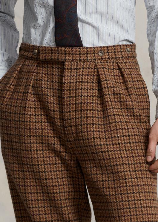 Pantalón de traje de dos piezas de lana a cuadros hombres marrón/bronceado Ralph Lauren 2XR2V1290
