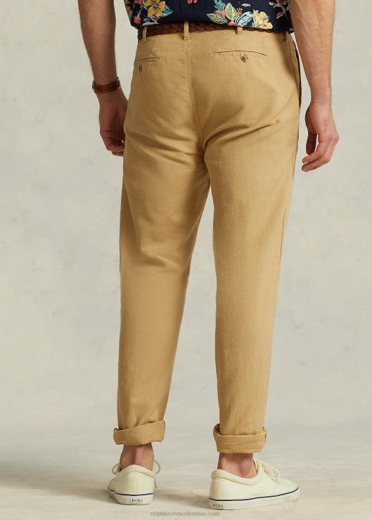pantalón classic fit de lino y algodón hombres caqui de la vendimia Ralph Lauren 2XR2V1413