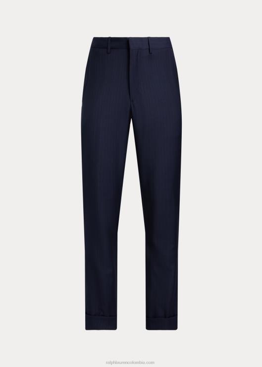 pantalón de traje de lana a rayas diplomáticas hombres rayas azul marino Ralph Lauren 2XR2V8600