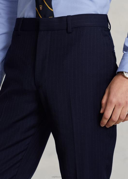 pantalón de traje de lana a rayas diplomáticas hombres rayas azul marino Ralph Lauren 2XR2V8600