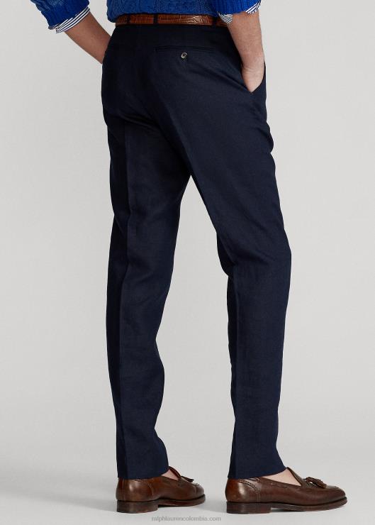 pantalón de traje de lino hombres azul marino oscuro Ralph Lauren 2XR2V1036