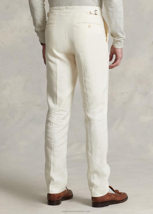 pantalón de traje de lino hombres crema ligera Ralph Lauren 2XR2V8433