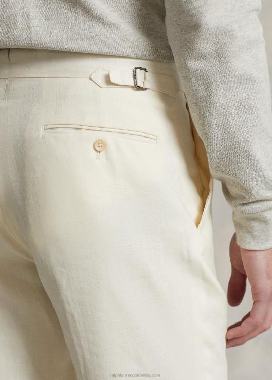 pantalón de traje de lino hombres crema ligera Ralph Lauren 2XR2V8433