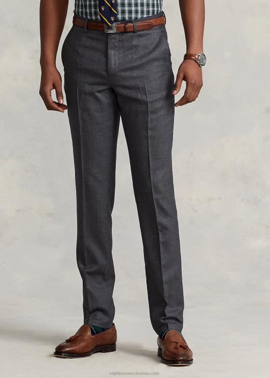 pantalón de traje oxford de lana hombres gris medio Ralph Lauren 2XR2V570