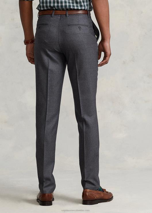 pantalón de traje oxford de lana hombres gris medio Ralph Lauren 2XR2V570