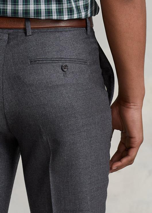 pantalón de traje oxford de lana hombres gris medio Ralph Lauren 2XR2V570
