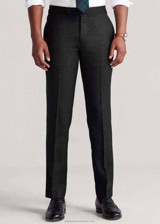 pantalón de traje oxford de lana hombres negro Ralph Lauren 2XR2V713