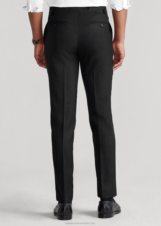 pantalón de traje oxford de lana hombres negro Ralph Lauren 2XR2V713