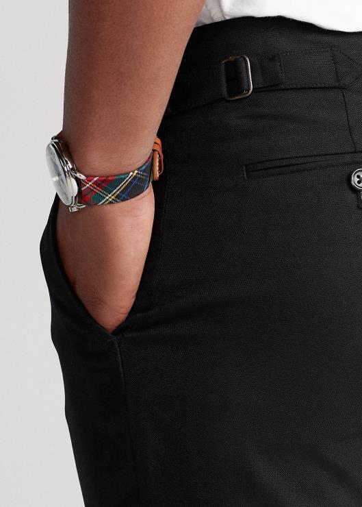 pantalón de traje oxford de lana hombres negro Ralph Lauren 2XR2V713