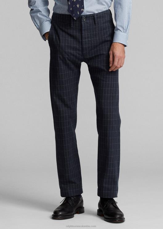 pantalón oficial de sarga de lino y algodón hombres tinte de hilo índigo Ralph Lauren 2XR2V1777