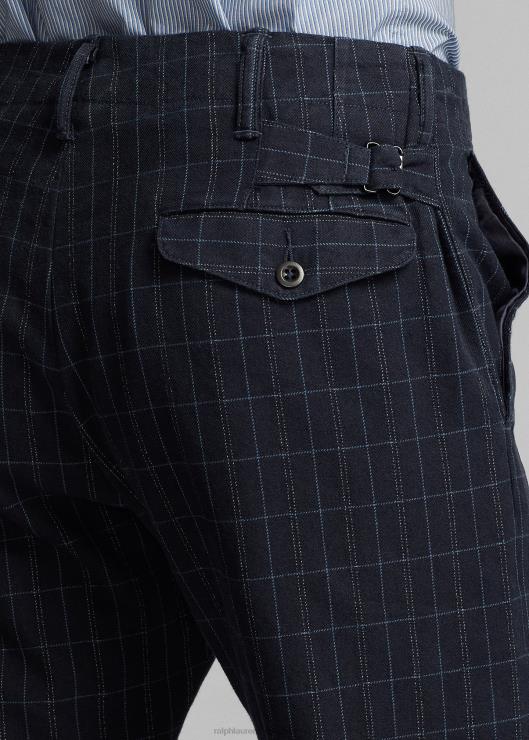 pantalón oficial de sarga de lino y algodón hombres tinte de hilo índigo Ralph Lauren 2XR2V1777