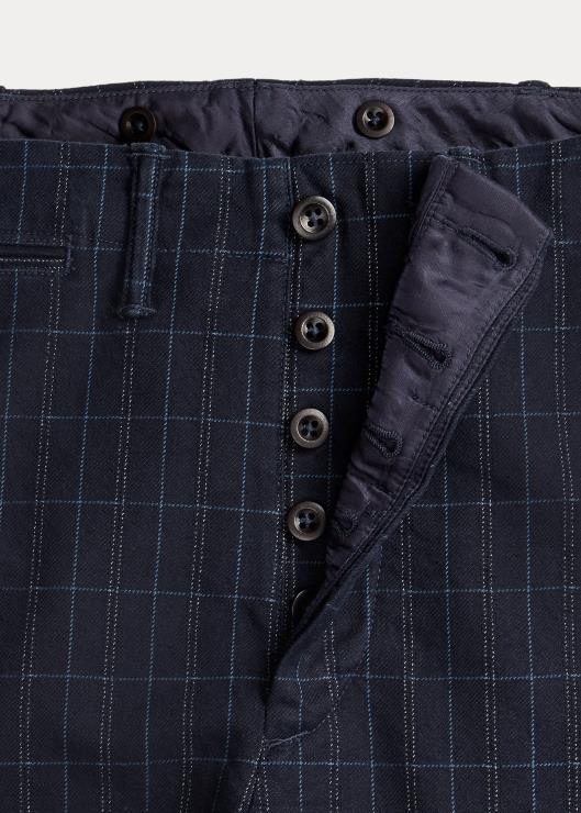 pantalón oficial de sarga de lino y algodón hombres tinte de hilo índigo Ralph Lauren 2XR2V1777