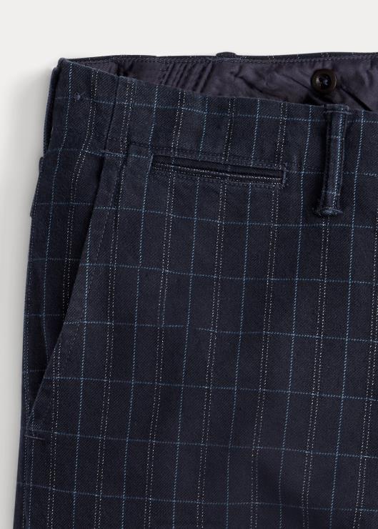 pantalón oficial de sarga de lino y algodón hombres tinte de hilo índigo Ralph Lauren 2XR2V1777