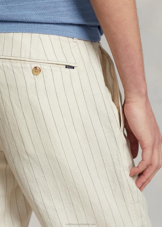 pantalón prepster de corte slim de sastre hombres andover crema a rayas Ralph Lauren 2XR2V695