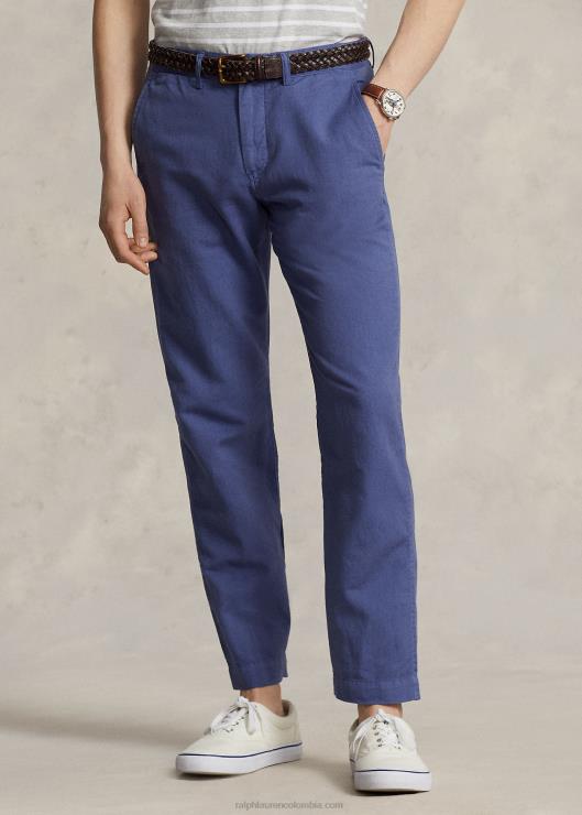 pantalón recto de lino y algodón hombres Cielo azul Ralph Lauren 2XR2V484