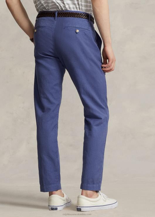 pantalón recto de lino y algodón hombres Cielo azul Ralph Lauren 2XR2V484