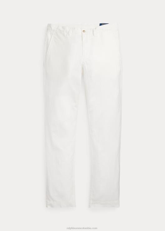 pantalón recto de lino y algodón hombres lavaplatos blanco Ralph Lauren 2XR2V482