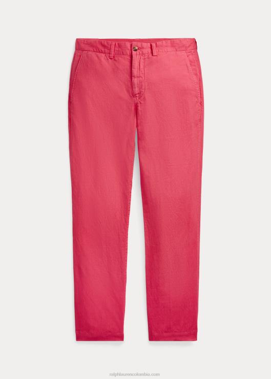 pantalón recto de lino y algodón hombres rojo pálido Ralph Lauren 2XR2V481