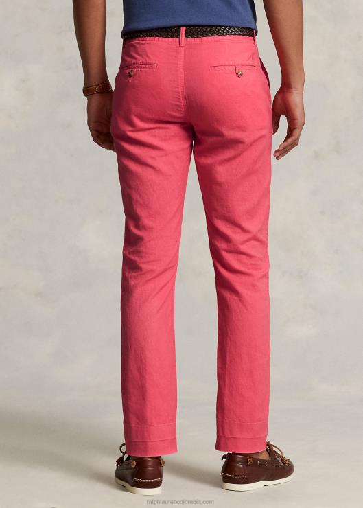 pantalón recto de lino y algodón hombres rojo pálido Ralph Lauren 2XR2V481