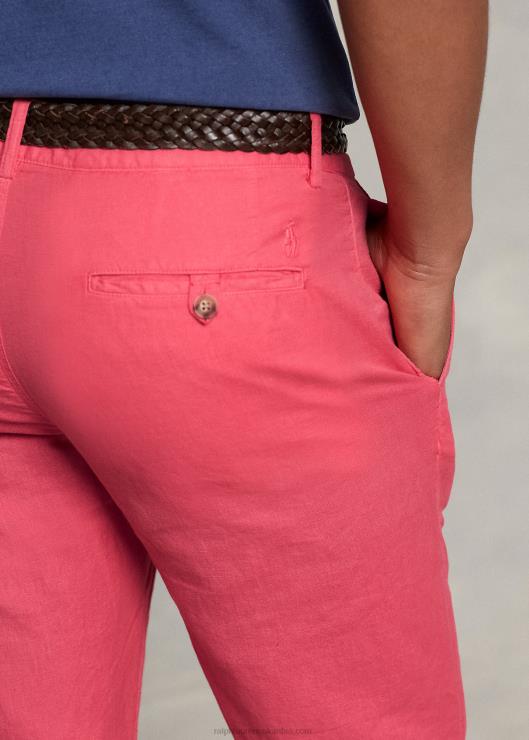 pantalón recto de lino y algodón hombres rojo pálido Ralph Lauren 2XR2V481