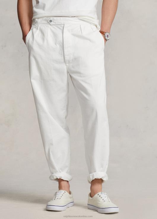 pantalones de sarga plisados ​​de ajuste relajado hombres lavaplatos blanco Ralph Lauren 2XR2V8626