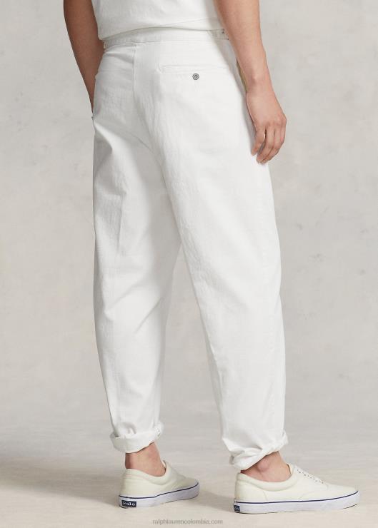 pantalones de sarga plisados ​​de ajuste relajado hombres lavaplatos blanco Ralph Lauren 2XR2V8626