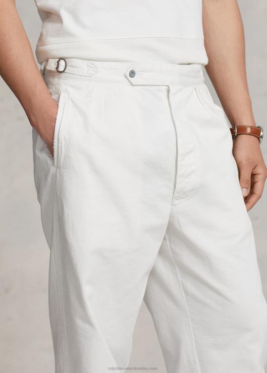 pantalones de sarga plisados ​​de ajuste relajado hombres lavaplatos blanco Ralph Lauren 2XR2V8626