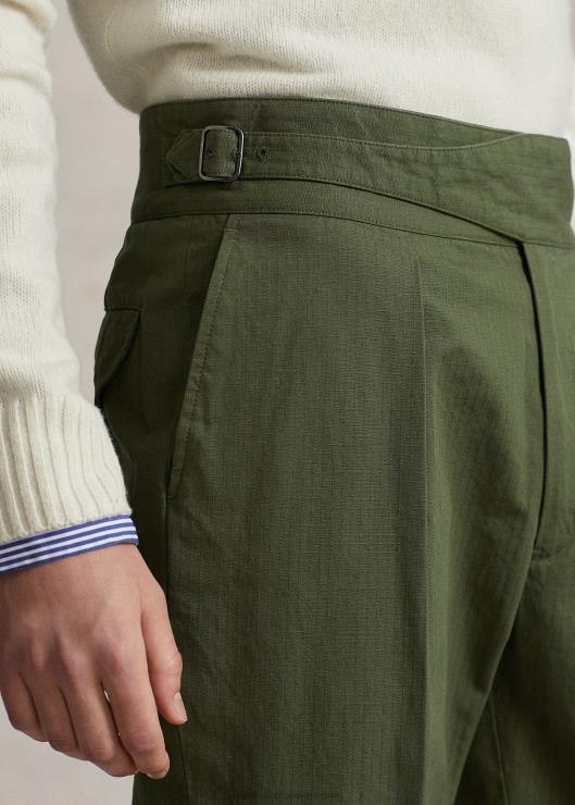 pantalones de traje de ripstop con hebilla hombres oliva monótono clásico Ralph Lauren 2XR2V969
